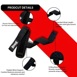 Aurion Wrist Wraps for Gym – Black Nylon Support Straps for Weightlifting, Powerlifting & Crossfit | Adjustable Compression for Wrist Stability (Pair) image 1