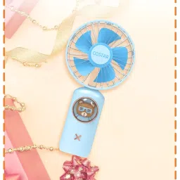 CostarMatter AirQ Mini Portable Fan - Powerful Brushless Motor Handheld Fan with Creative Light, 3-Speeds, Lightweight, USB Rechargeable Fan for Women, Child Use in Indoor and Outdoor (Blue) image 1