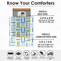 Story@Home Comforter Single Bed | Microfiber Blanket | 150x 225CM, 180GSM Ac Comforter Single Bed | Cooling Blankets for Summer White & Grey Abstract Reversible Quilt Dohar | Ideal for Gifting image 1