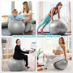 Body strength Workout Exercise Non-Slip Design Gym Ball for Fitness with Air Pump, Yoga Ball, Balance, Stability, Birthing, Great as Chair for Office Exercise Gym Equipment for Home (65CM) image 1