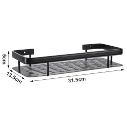 Shynora 2-Pack Shelf Adhesive Multipurpose Kitchen-Bathroom Storage Organizer Rack Shelf Wall Mounted (No Drilling) Bathroom Accessories Coated Finish - Blacks image 1
