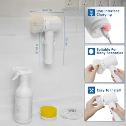 Multi-Functional Electric Cleaning Brush 5 in 1 Magic Power Scrubber Household Cleaning Tools Spin Scrubber with Buffer Polisher, for Bathroom, Shower, Tub, Kitchen Floor image 1