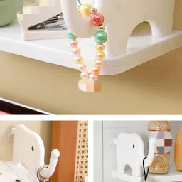 Pathavi Creative Bathroom Wall Shelf with Decorative Figurine Holders image 1