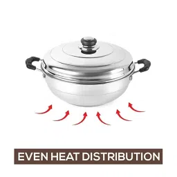 Cello Stainless Steel Induction Base Idli Cooker And Multi Kadhai Set of 6, Silver, 5 liter | Compatible With Gas Stove & Induction | Ideal For Dhokla, Patra, Idli and Momos image 4