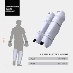 Cricket Keeping Shin Guards Wicket Keeper Pads Protective Gear for Keeper's Height (4'5" - 5'3") Cricket Wicket Keeping Pads Super Slim Gear Comes with a 3-inch Strap (White, Youth) image 2