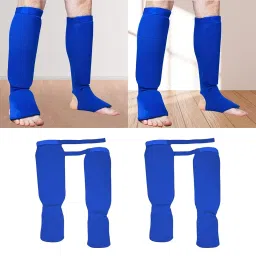 CALANDIS 2 Pair Shin Instep Guards Training Protection Protector M and S Blue | Shin Guards | Protective Gear image 5