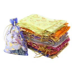 Beingelegant - Pack of 50 - Quality Chocolate Drawstring Organza Favor Potli Bags - Multi Colour - Size : 13X18 (50) image 3