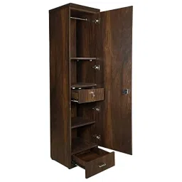 Engineered Wood Quality Single Door Wardrobe with one drawerAlready Assembled (Size 72x 18x 17 inches H,L,W) (Wardrobe (Brown)) image 1