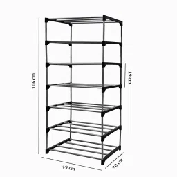 PHILOSHOP 7 Tier Metal Book Shelf Tall Narrow Storage Rack for Kids and Adults Modern Bookshelf Unit for Nursery, School, Home, and Office, Floor Mount Open image 2