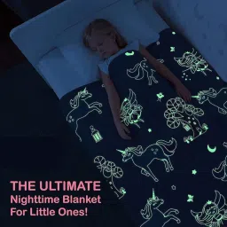 Glow in The Dark Blanket Kids-Teens Boys & Girls Travel Lightweight Throw Blankets Soft & Fluffy (Fairy Unicorn) image 2