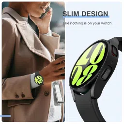 OpenTech Hard Matte Silicone Protection Front Case Cover Compatible for Samsung Galaxy Watch 7 (44 mm) (No Screen Protector Attached) (Black) image 4