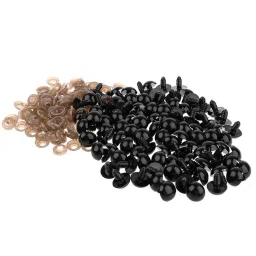 VISTORA 100 Pieces PP Black Safety Eyes with Backs for Bear Doll DIY Craft 10mm image 1