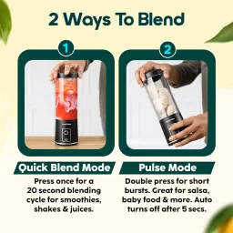 InstaCuppa Portable Blender Bottle – USB Rechargeable, 450ml, 304 Stainless Steel Blades, 22000 RPM, Quick Blend & Pulse Mode, Child Lock, for Smoothies, Shakes, Baby Food, Travel-Friendly image 1