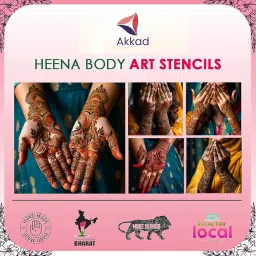 Akkad Heena Mehandi Tattoo Sticker Kit – Temporary Henna Design Stencils for Girls, Women & Kids – for Hand, Finger, Body & Face – Perfect for Bridal Events, Cultural Days & Gifting image 3