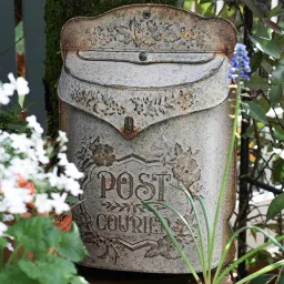 ECOMISTIQ®Embossed Wall Mailbox Dropbox Garden Street Porch Farmhouse Hanging Post Box Retro Gray|Home & Garden image 2