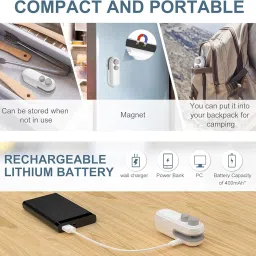 AJIGNA MART 2 in 1 Mini Seal Machine Portable Mini Sealing Machine, Handheld Packed Sealer for Food, Snacks, Chips, Fresh Storage, Plastic Bags Sealing Machine, Rechargeable Bag Sealer image 3