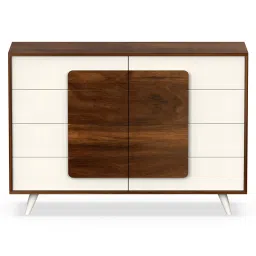 BLUEWUD Mayrone Large Engineered Wood Multipurpose Modular Chest of Drawers, Wooden Drawer Storage Organizer Cabinet for Living Room Bedroom Home Furniture (Brown Maple & White) image 4