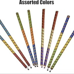 Colorful Dandiya Sticks for Navratri Garba Dance – Traditional Wooden Sticks with Decorative Wrapping – Pair of 6 (Red, Yellow & Green) image 2