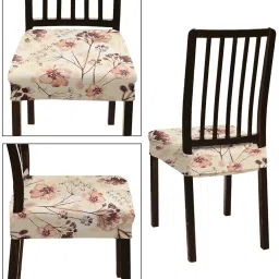 BRIDA Stretchable Floral Geometric Printed Dining Chair Seat Covers Elastic Chair Seat Case Protector, Slipcovers (Watercolor Leaves, 6 Seat Cover) image 1