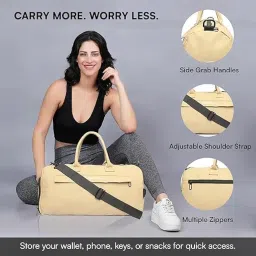 arrowmax Gym Bag for Men & Women with Shoe Compartment | Travel Duffle Bag | Water-Resistant Sports Bag for Gym Workout, Trekking & Travel | Separate Wet Pocket & Multiple Compartments (Beige) image 5