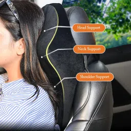 CONTINENTAL “NeckGuard Pro”-Car Neckrest Pillow Superior Neck Support Cushion with 2 Year Warranty,in-Built Pure Memory Foam,Car Pillow for Comfortable Rides (Pack of 1) Black. image 2