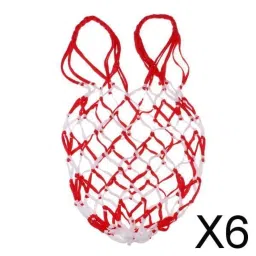 CALANDIS 6xMesh Ball Bag Basketball Ball Carry Mesh Storage Net Bag Holder White Red | Other Soccer | Soccer image 1
