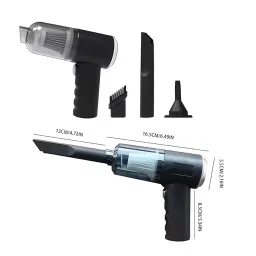 3-in-1 Portable Car Vacuum Cleaner with Blower | Wireless Handheld Wet & Dry Vacuum with HEPA Filter, 30W Motor, 1200Pa Suction – Rechargeable Mini Vacuum for Car, Bike, Sofa & Camping image 2