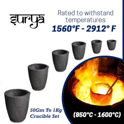 Surya Set of Small Casting Clay Graphite Crucible 6Pcs Pack (6-Size)-50Gm to 1000Gm for Gold Silver Copper Brass Aluminum Foundry Furnace Melting of All Metal Purpose image 1