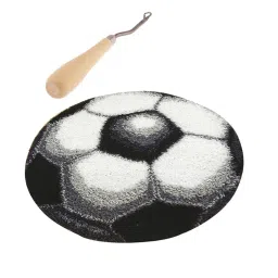 CALANDIS™ Latch Hook Rug Kits DIY Football Embroidery Cushion with Wooden Crochet Hook | Latch Hooking Kits | Latch Hooking | Rug Making | Needlecrafts & Yarn image 3