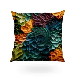 SCPmarts Flower Printed Cushion Cover Home Decorative Covers for Sofa Soft Solid Square Throw Pillow Cushion Covers Satin Set of 2 Cushion Covers Size 16 Inch x 16 Inch (Theme 25) image 3