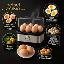 Egg boiler Electric QuickBoil Pro Egg Boiler | 6 Eggs Capacity Egg Steamer, Poacher & Boiled Egg Machine Egg Boiler | Automatic Shut-Off, Easy Clean Stainless Steel 1 Year Warranty image 4