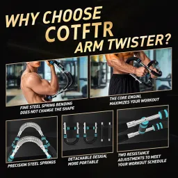 Twister Arm Trainer for Men - Adjustable Chest Workout Equipment for Home Gym, Muscle Builder & Strength Training for Arms, Chest. Blue, 70-110lb image 4