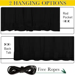 Duronet - Waterproof & Sun Blockage Top Eyelet & Bottom Back Tab Fixed Windproof Blackout Inddor & Outdoor Balcony Curtains(Color - Black, Size - 4.5 X 9 Feet) (Pack of 2Pcs) image 3