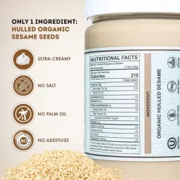 Organic Tahini 454g - Hulled Sesame Seeds - Ideal Tahini for Hummus - Smooth and Nutty Spread - 100% Pure and Natural - The Holly Tree image 1