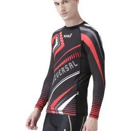 USI UNIVERSAL Rash Guard for Gym, 411RRB Razor Rashguard for Running, Cycling, Swimming, Cricket, Basketball | Rashguard Swimming Costume for Men | Rash Guard for Men (Medium, Black) image 1