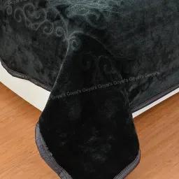 Goyal's 500 TC Mink Blanket Double Bed | Super Soft Heavy Warm Blanket | Floral Embossed Design | 87 x 85 Inches, Pack of 1, Breathable - Grey image 4