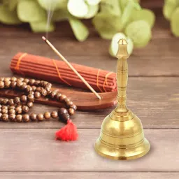 Shubhkart Nitya GOL Ghanti for Pooja & Other Rituals| Pure Brass Bell for House & Temple Prayers | Puja Mandir Bell for Arti | Traditional Puja Item (Medium Size 2, 9.5cm Height) – 110 GMS image 2