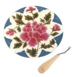 CALANDIS™ Latch Hook Rug Kits Flower Craft Embroidery Cushion with Wood Crochet Hook | Latch Hooking Kits | Latch Hooking | Rug Making | Needlecrafts & Yarn image 4