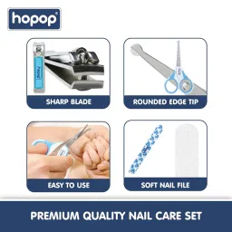 Hopop Baby Nail Grooming Kit | Suitable Form 0+ Months | Baby Nail Scissors, Baby Nail Clipper, Baby Nail File | 3 pcs Manicure Set | Blue image 4