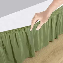 Olive Bed Skirt Wrap Around 600 Microfiber with Easy Fit with 15'' Inch Tailored Drop - Shrinkage and Fade Resistant with Microfiber 15'' Bed Skirt, Double Bed [48" x 72"] image 2