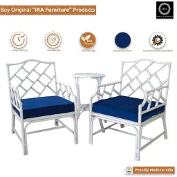 IRA Furniture Wooden Sofa Set for Living Room, Modern Design, Handmade Couch and Settee, Suitable for Home, Office, Balcony (White-Chair_2) image 2