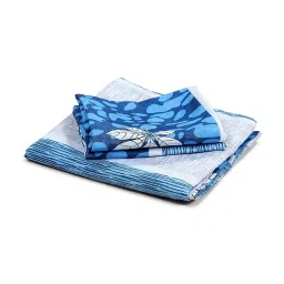 Status Contract Cotton Rich Double Bedsheet with 2 Pillow Covers for Bed Room, Home, Hotel-120 GSM (Blue Stripes) image 5