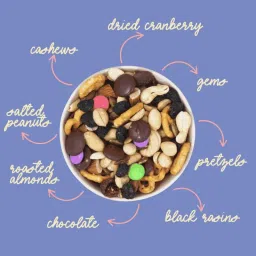 Atom Eats | American Trail Mix - 60g | Premium Blend of Pretzels, Roasted Almonds, Cashews, Pumpkin Seeds, Peanuts, Dried Cranberries, Choco Gems | Omega 3 Rich Snack | Healthy, Tasty & Energizing Snacking image 4