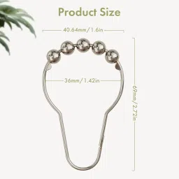Amazer Rustproof Stainless Steel Shower Curtain Rings Hooks, Set of 12-Polished Nickel image 2