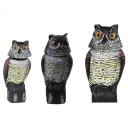 TRENDYNEST 3 Pieces Realistic PVC Owl Decoy Bird Scarer with Rotating Head & Scerws | Yard, Garden & Outdoor Living | Gardening Supplies | Weed & Pest Control image 1