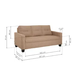 duroflex Ease 3 Seater Fabric Sofa in Brown Colour, 3-Person Sofa image 1