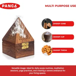 PANCA Wooden Dhoop Dhup Cup Cone Batti Stand Incense Holder for Pooja Puja Item Stand Ash Catcher Handcrafted Traditional Design for Aromatic Rituals - Pack of 1 image 5