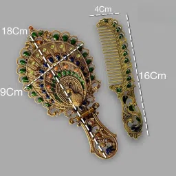 WILSOME Decoristic Vintage Metal Makeup Mirror and Comb Set image 2