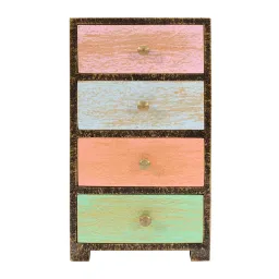 Colourful Wood Chest of 4 Drawers | Handmade| Solid Wood Free Standing Chest of Drawers (Finish Color - Brown, Pre-Assembled) (4 Drawers) image 2