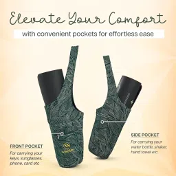 Wiselife Yoga Mat Side Premium Carry Bag, Full Easy Access, Multi Functional Storage Pockets & Broad Shoulder Strap | Tote Bag Suitable Upto 10MM Yoga Mats (Green) image 2